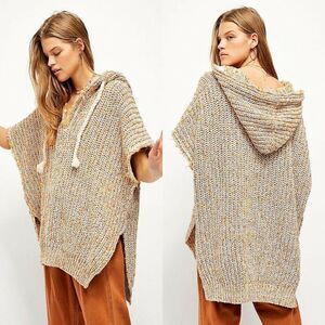 Free People Electric Aura Hoodie‎ Pullover Womens Small Oversized V-Neck NEW